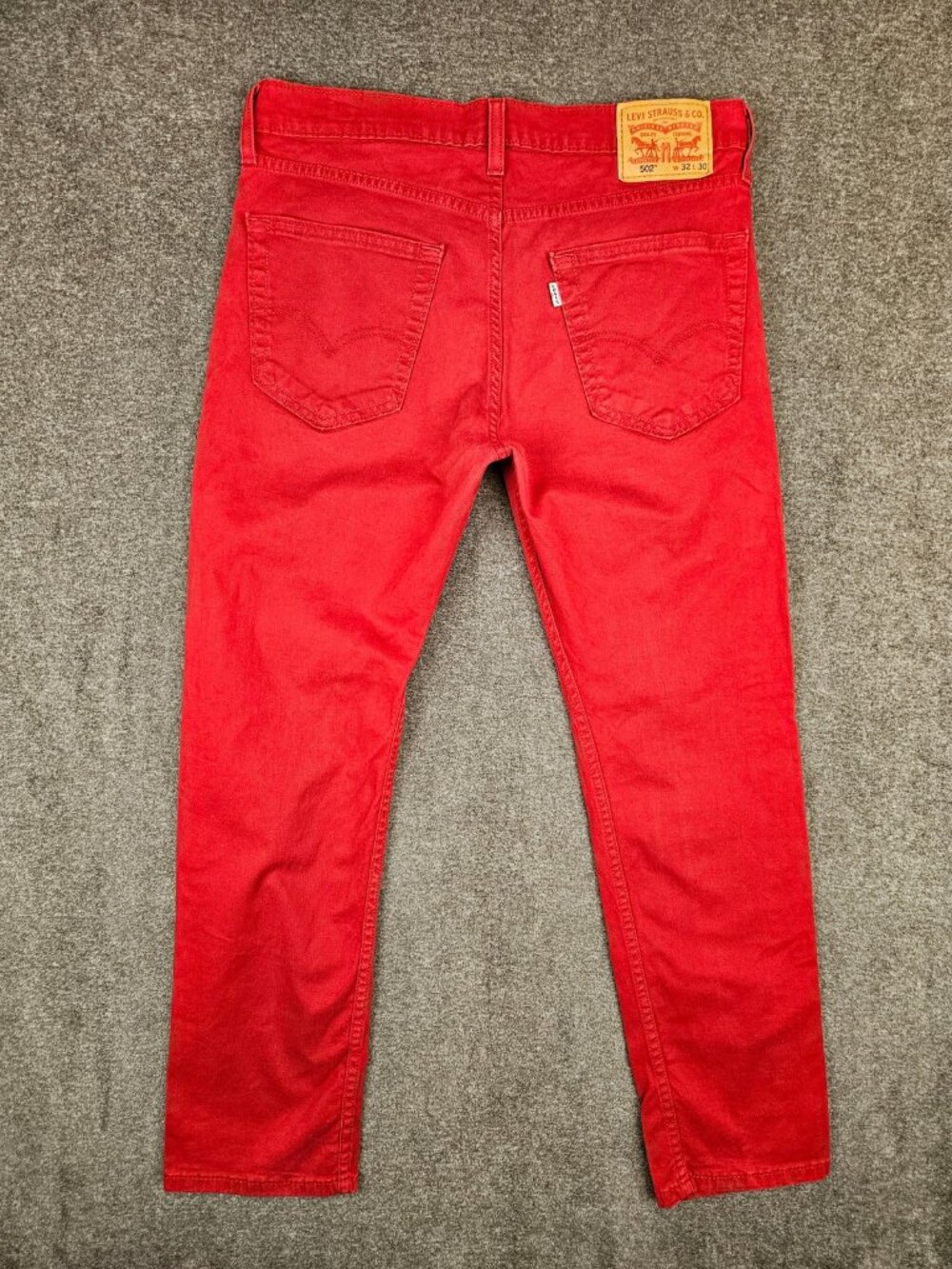 Levi's 502 Regular Taper Red Denim Jeans Mens 32x30 (34x28) - Picture 7 of 10